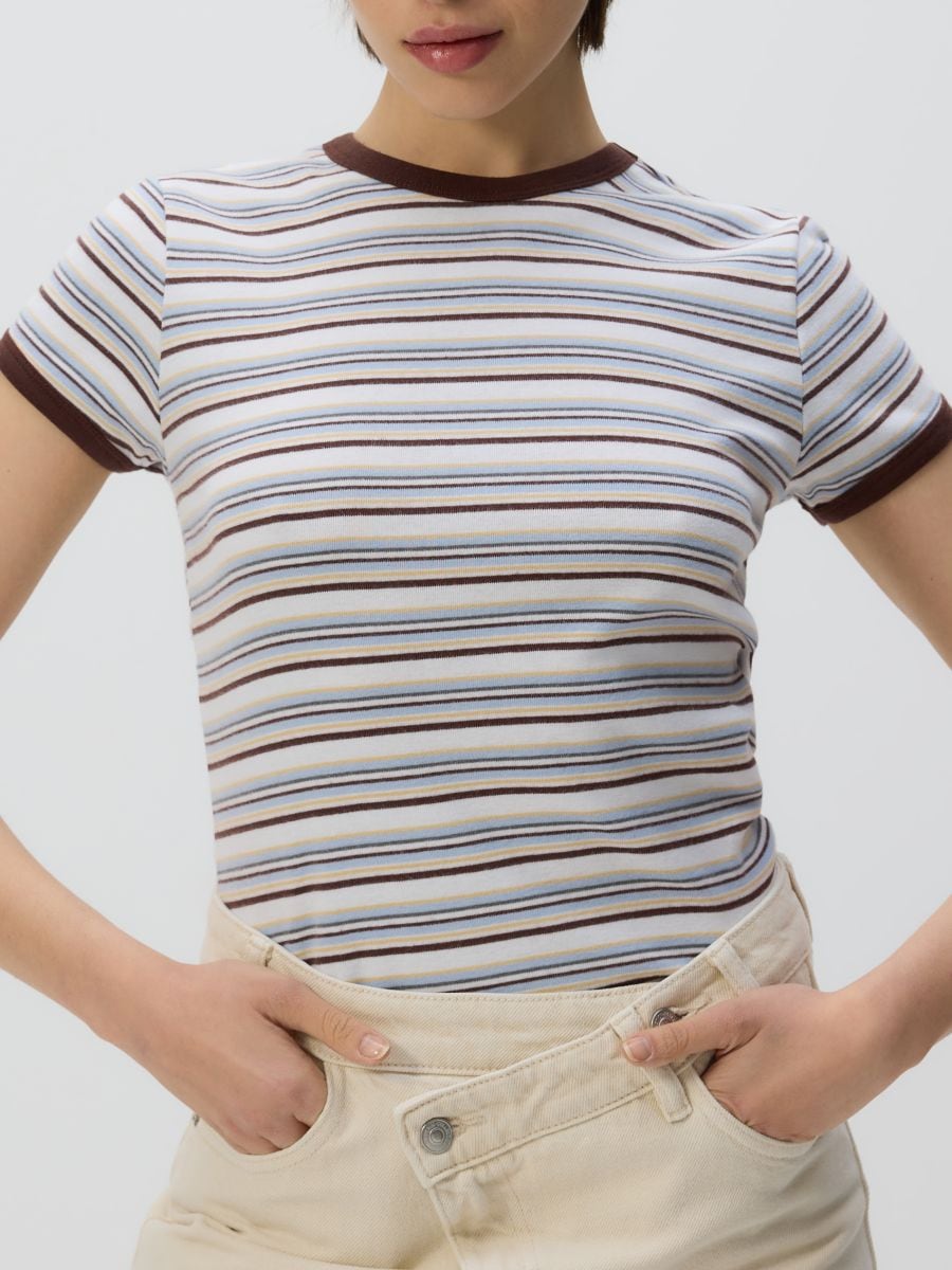 Slim-fit striped T-shirt - multicolor - RESERVED - 4