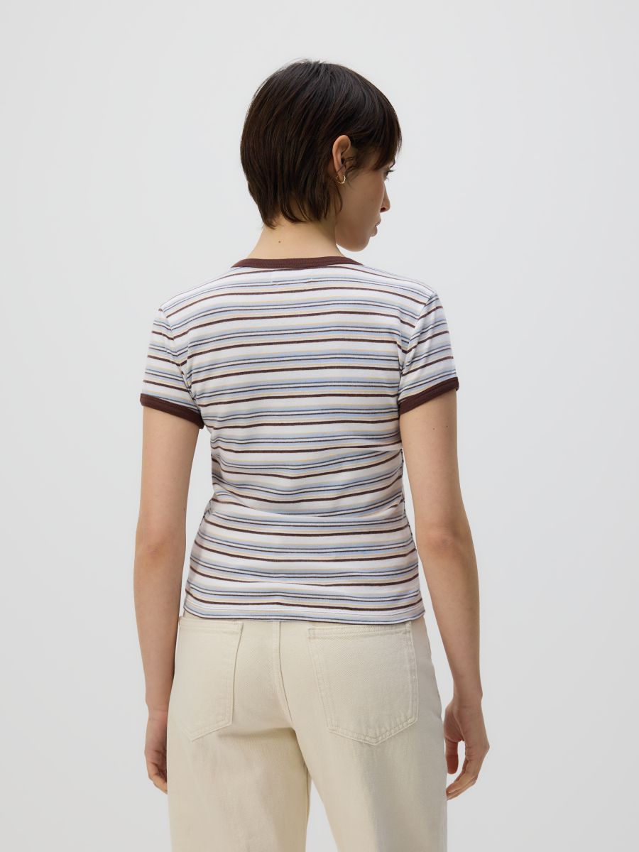 Slim-fit striped T-shirt - multicolor - RESERVED - 5