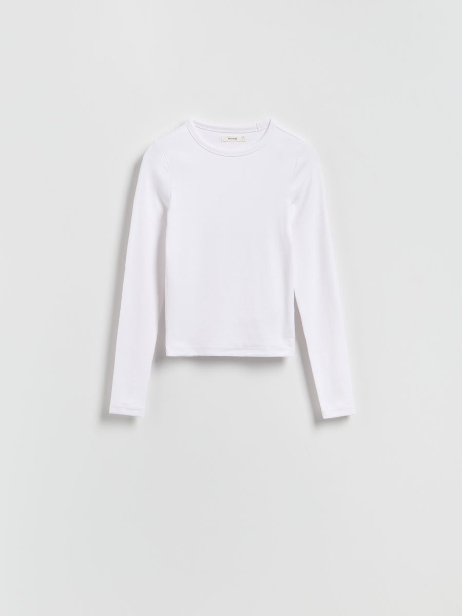 Longsleeve z modalem - biały - RESERVED