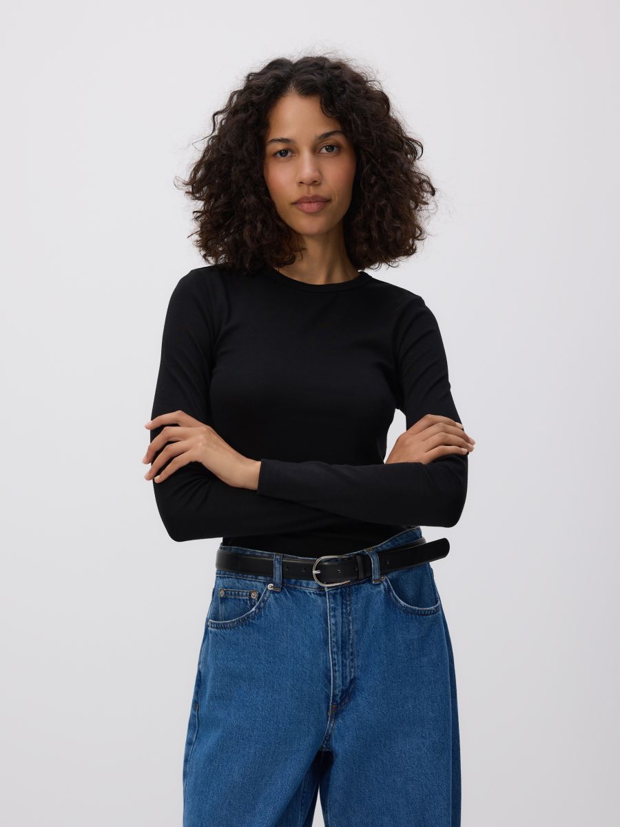 Modal rich long sleeve T-shirt - black - RESERVED