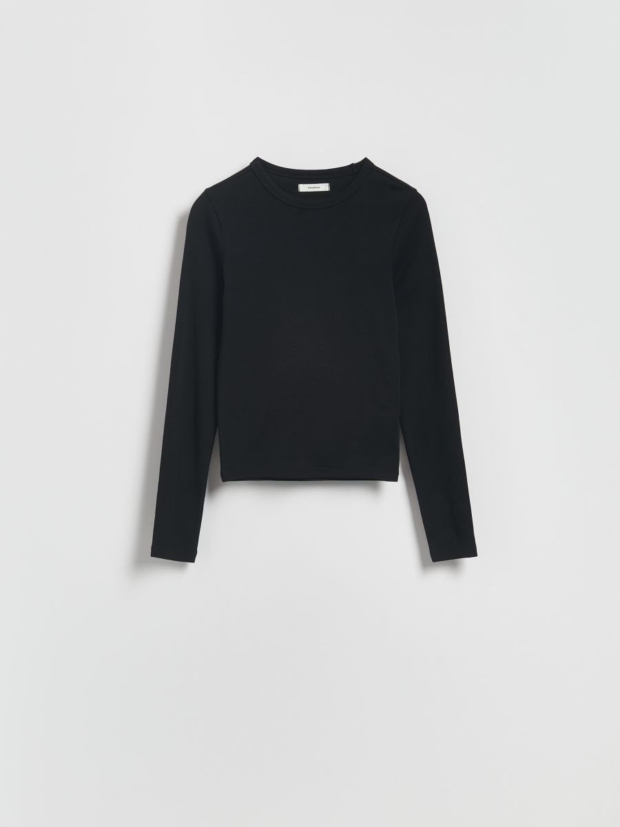 Longsleeve z modalem - czarny - RESERVED