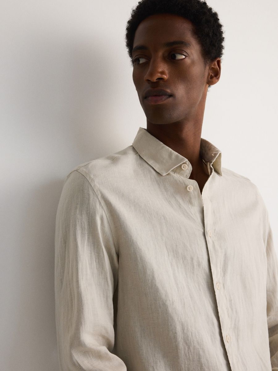 Chemise regular fit en lin - Beige - RESERVED - 2