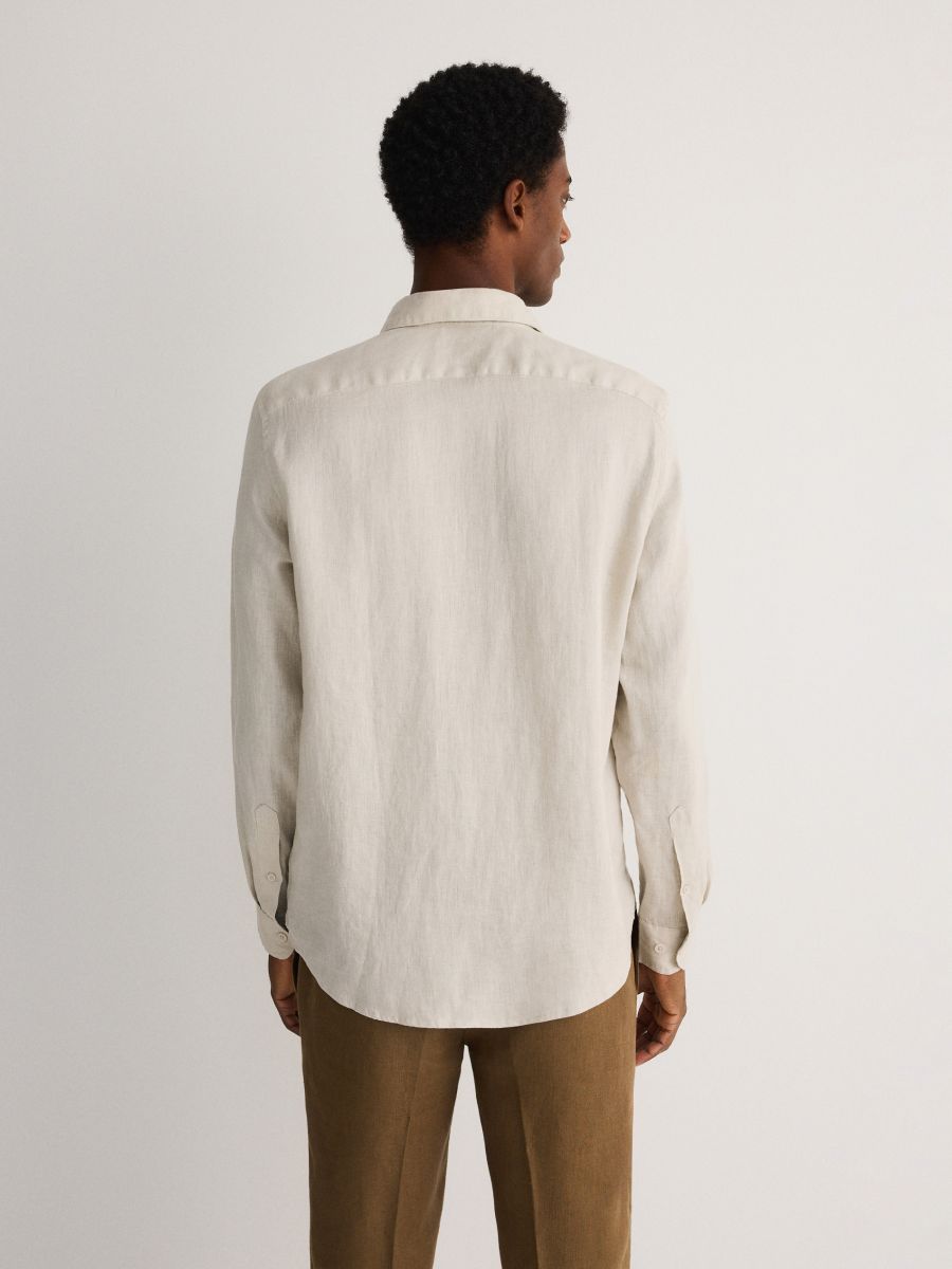 Chemise regular fit en lin - Beige - RESERVED - 4