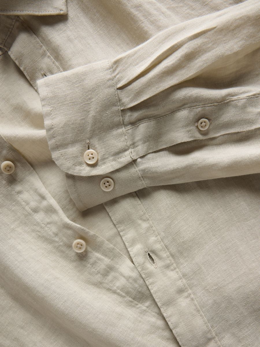 Chemise regular fit en lin - Beige - RESERVED - 6