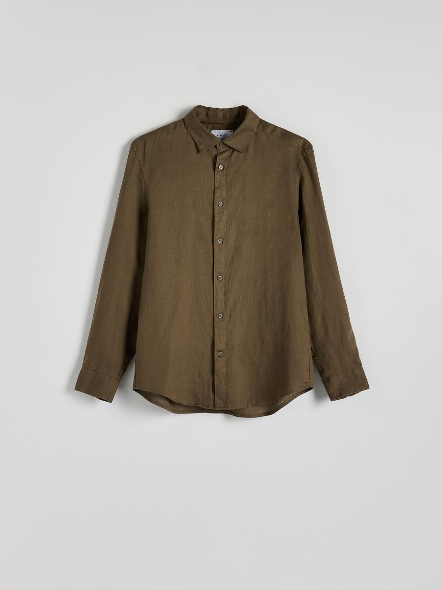 Camicia in lino regular fit - marrone polveroso - RESERVED - 6