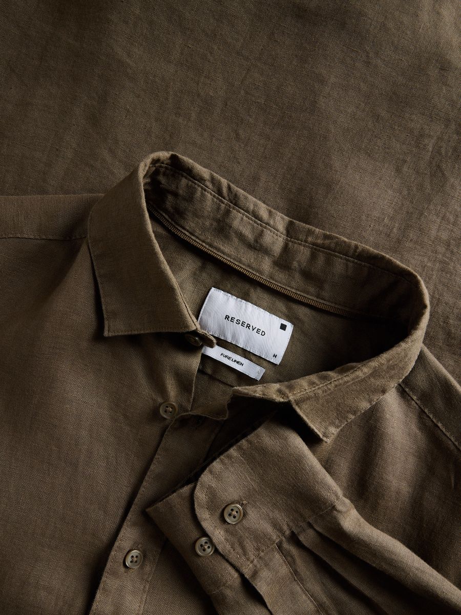 Camicia in lino regular fit - marrone polveroso - RESERVED - 7