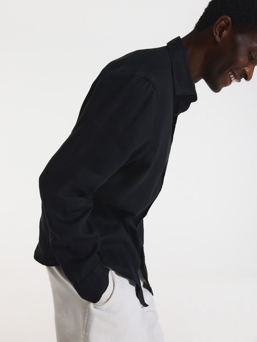 Regular fit linen shirt - black - RESERVED - 2