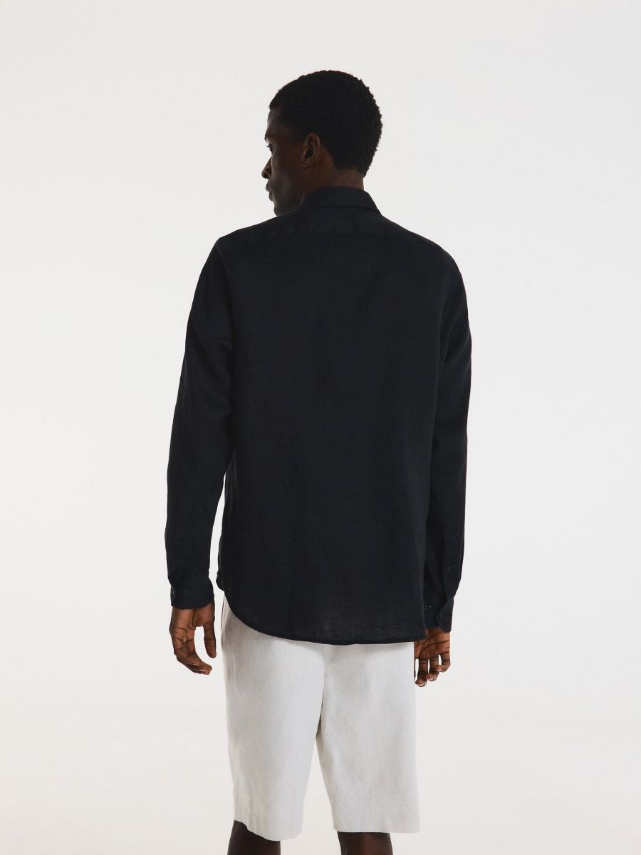 Regular fit linen shirt - black - RESERVED - 5