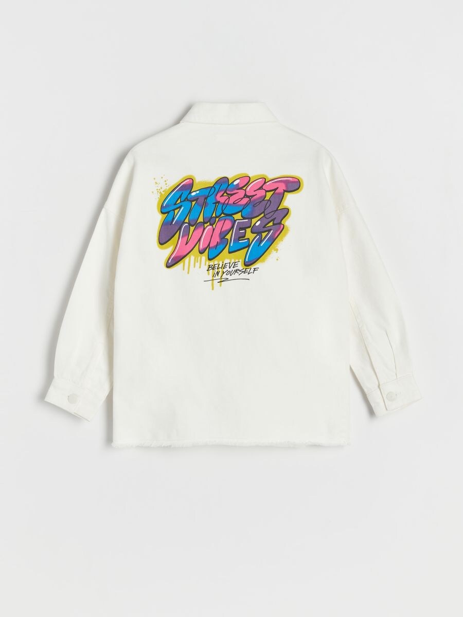Oversized overhemd met print - CRÈME - RESERVED - 3
