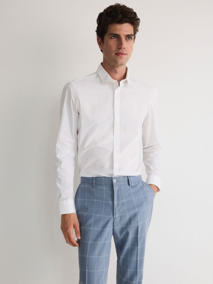 Elegantne hlače slim fit - plava - RESERVED - 4