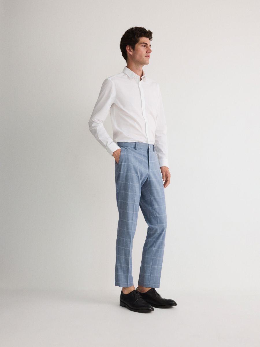 Elegantne hlače slim fit - plava - RESERVED - 3