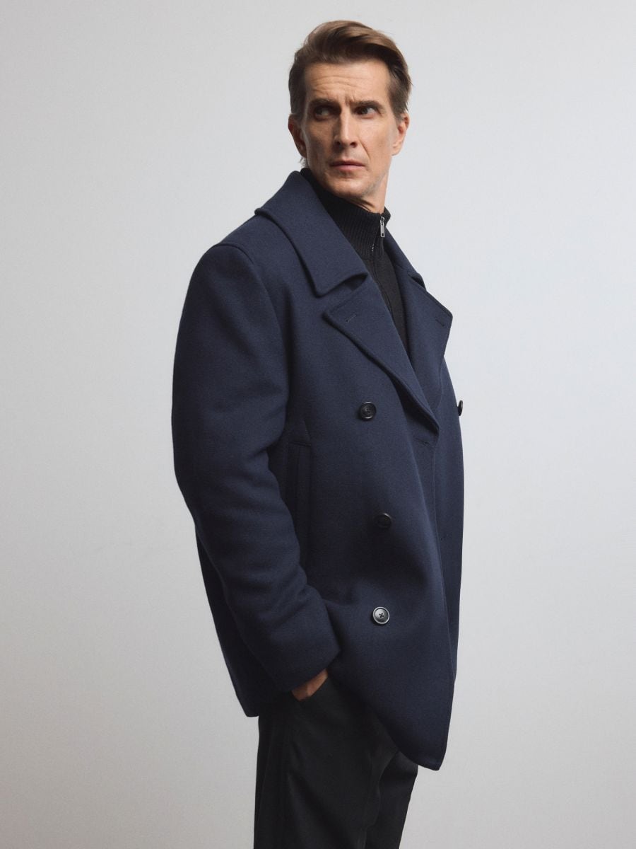 Wool blend double breasted coat new arrivals