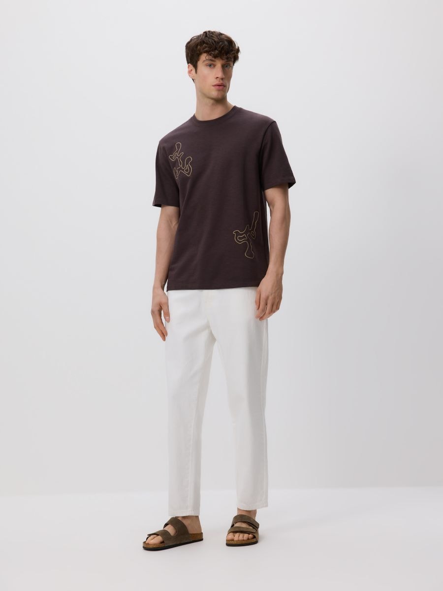 Relaxed fit T-shirt with print - brown - RESERVED - 3
