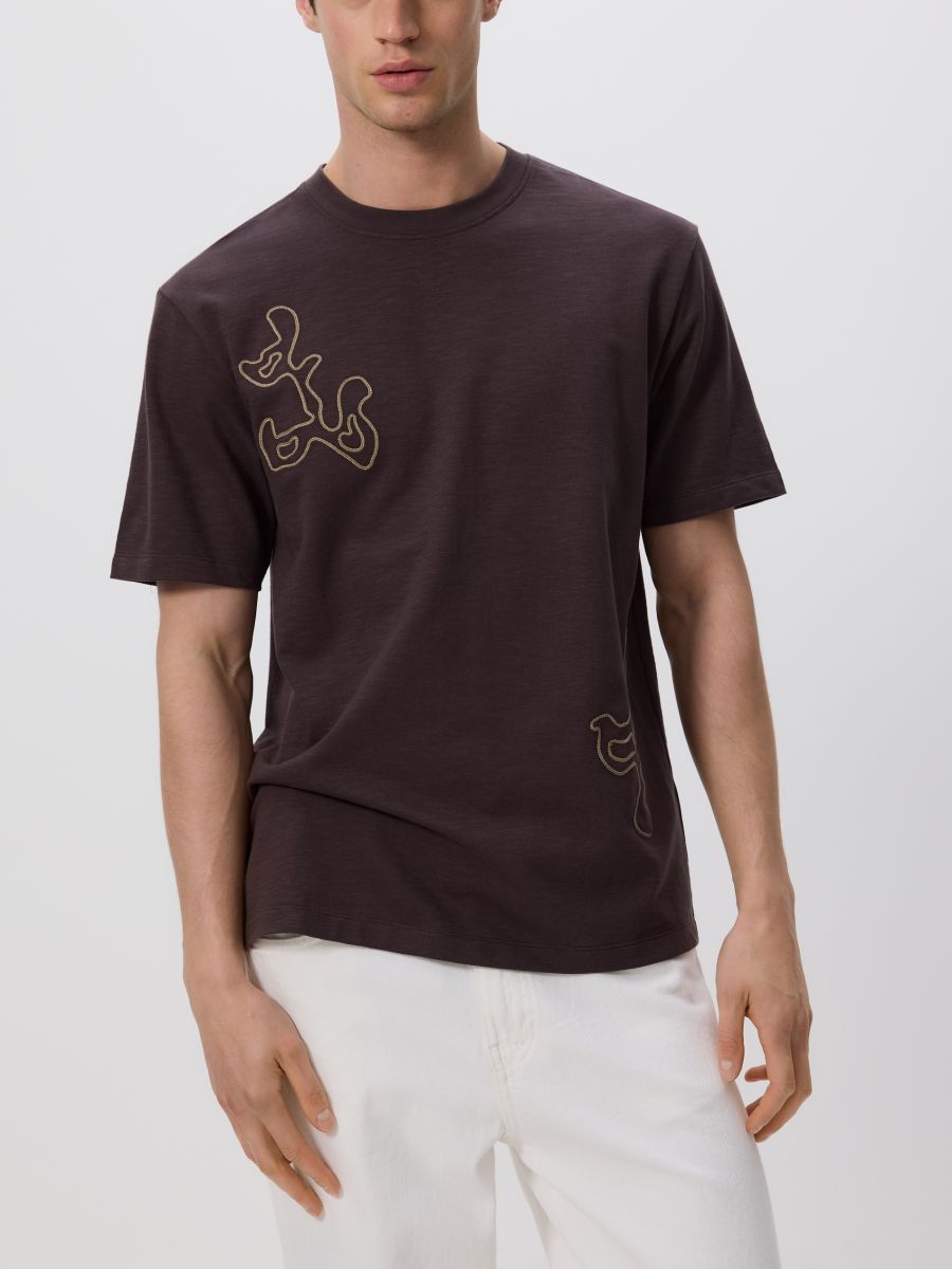 Relaxed fit T-shirt with print - brown - RESERVED - 5
