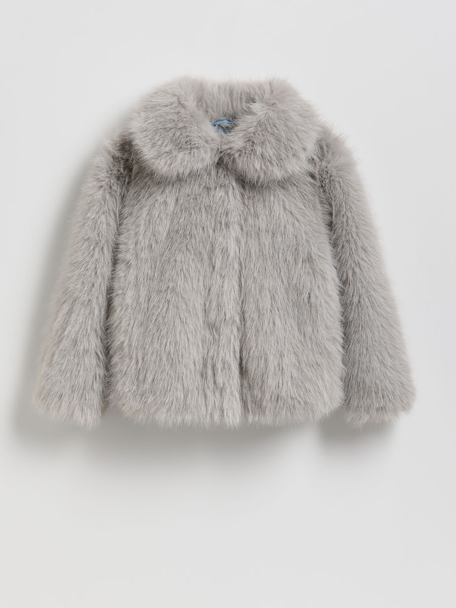 Τεχνητή γούνα με γιακά - ανοιχτό γκρι - RESERVED