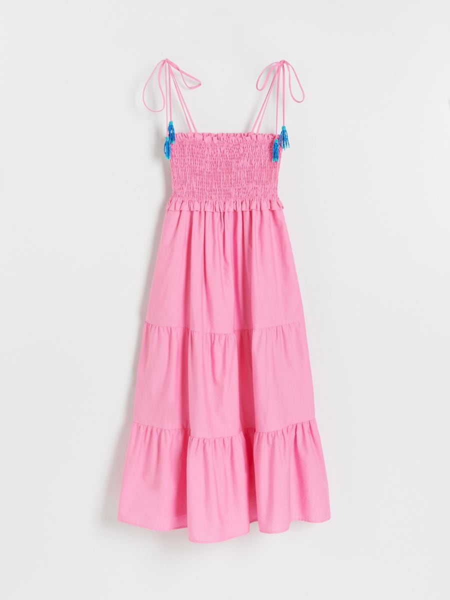Pamučna midi haljina - prljavo roze - RESERVED - 5