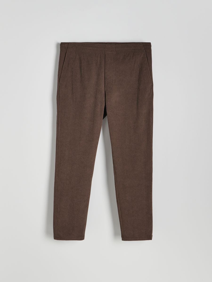 Jogger hlače od rebrastog baršuna - smeđe - RESERVED - 2