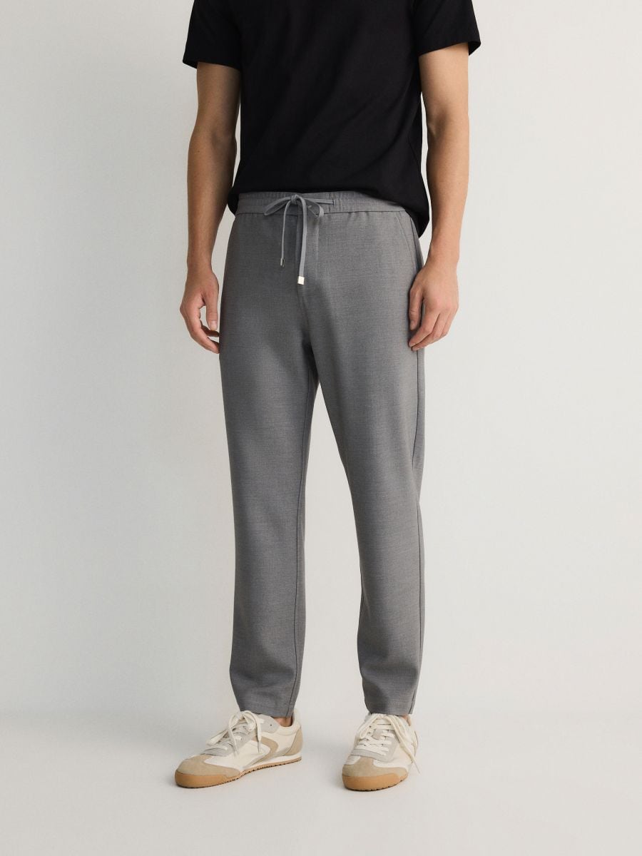 Carrot slim trousers with tie - dark grey - RESERVED - 2