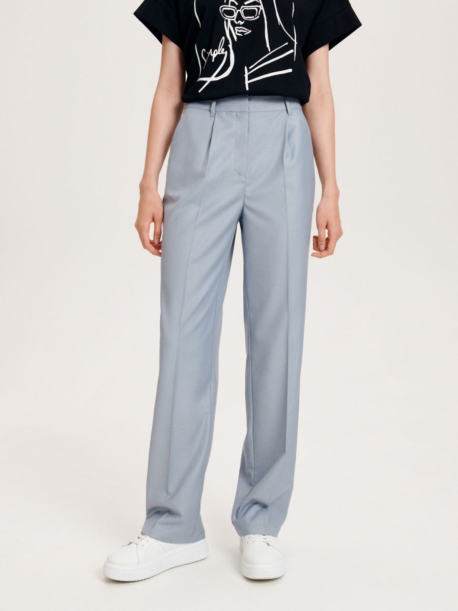 Trousers with pressed crease - pale blue - RESERVED - 3