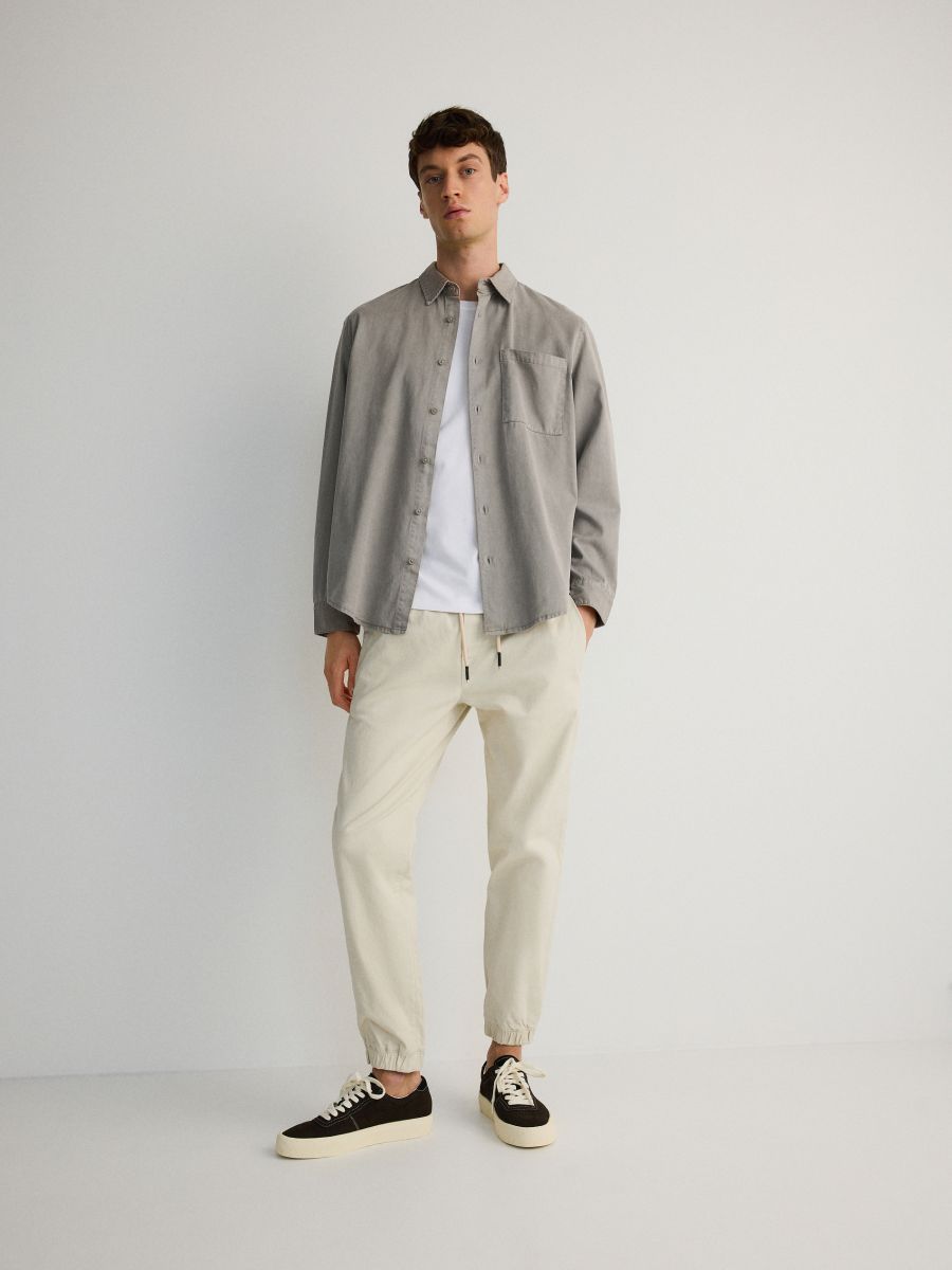 Jogger hlače slim - kremna - RESERVED - 2