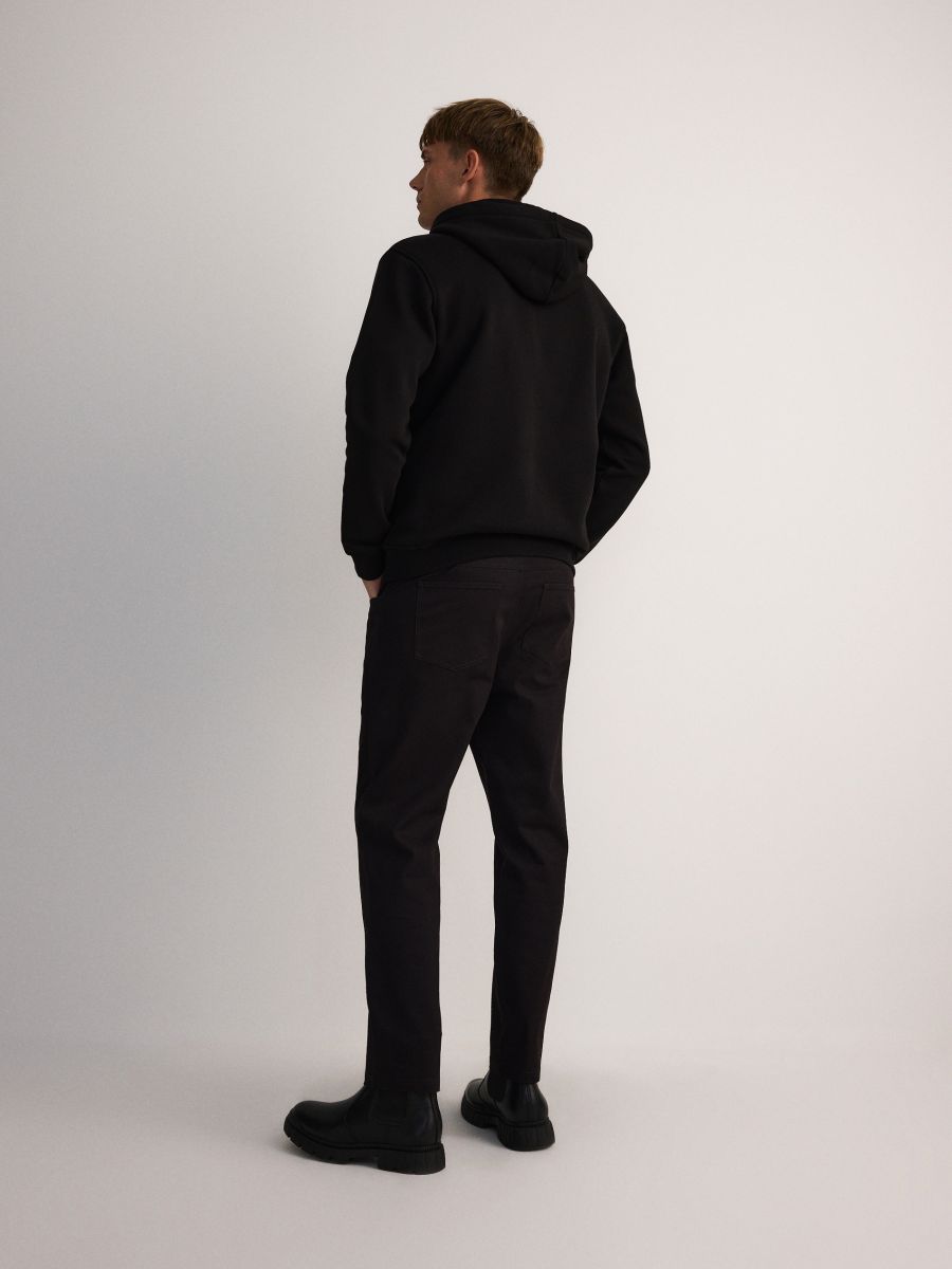 Kalhoty slim fit s příměsí modalu - černý - RESERVED - 4