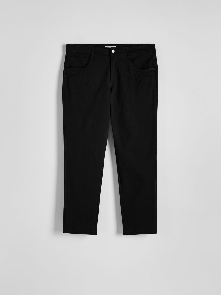 Kalhoty slim fit s příměsí modalu - černý - RESERVED - 5