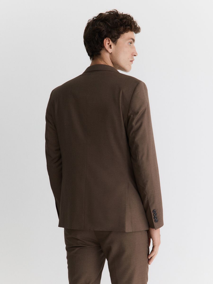Slim fit blazer with wool blend - coffee - RESERVED - 7