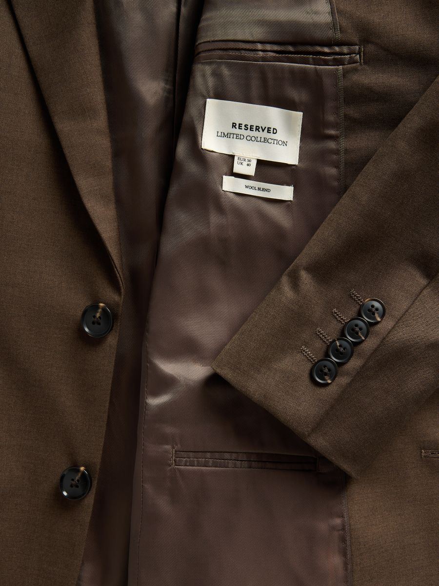 Slim fit blazer with wool blend - coffee - RESERVED - 2