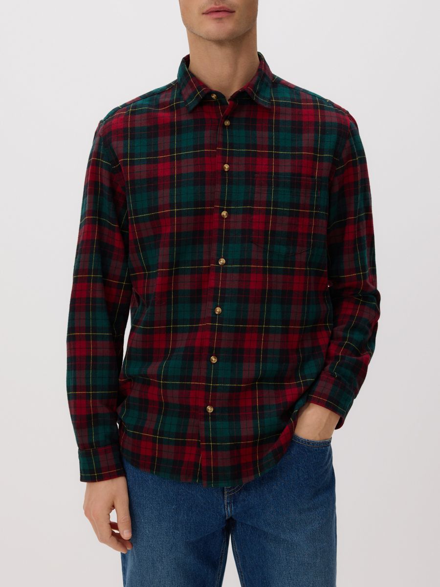 Regular fit check shirt - maroon - RESERVED