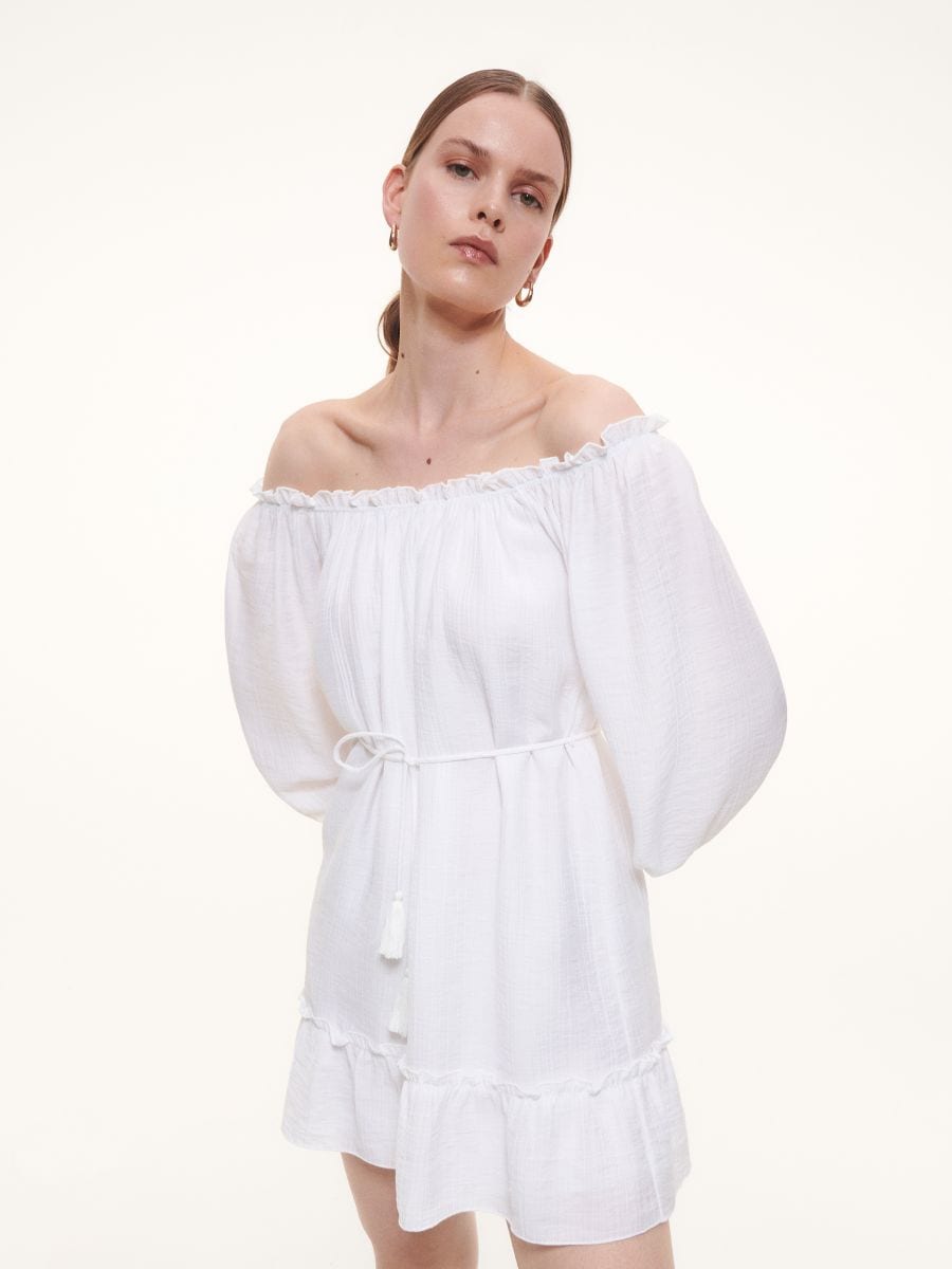 Tencel™-kangast ja lüotsellist kleit - kreemvalge - RESERVED - 3