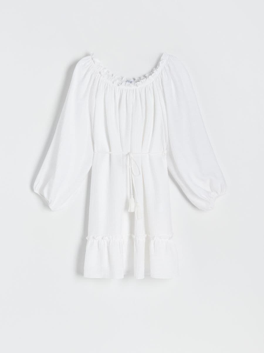 Tencel™-kangast ja lüotsellist kleit - kreemvalge - RESERVED - 4
