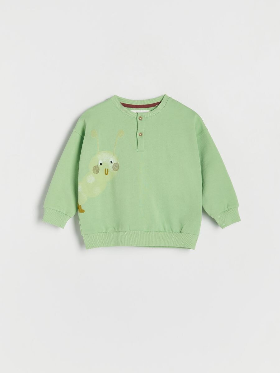 Oversized sweatshirt with print - light green - RESERVED - 2