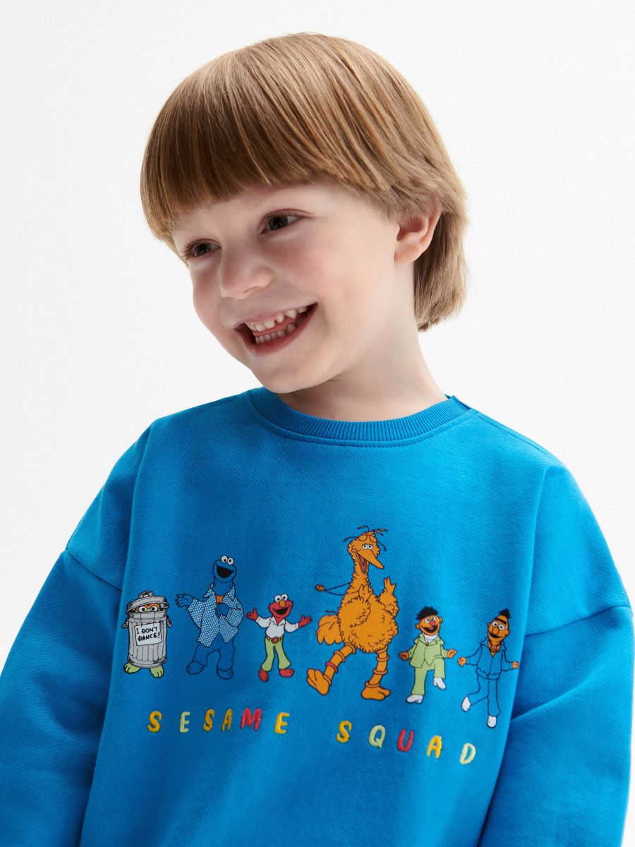 Oversized mikina Sesame Street - modrá - RESERVED