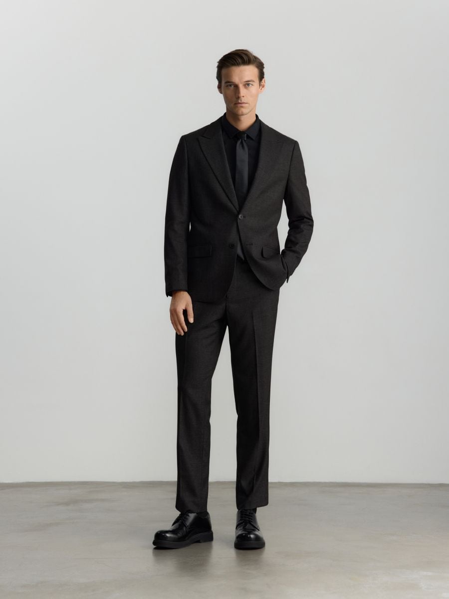 Slim fit blazer with viscose blend - black - RESERVED - 3