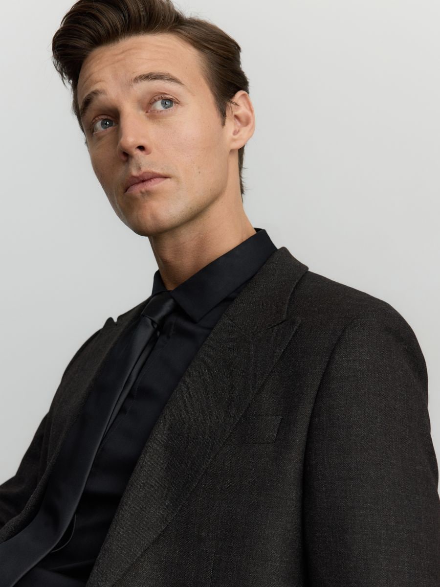 Slim fit blazer with viscose blend - black - RESERVED - 2