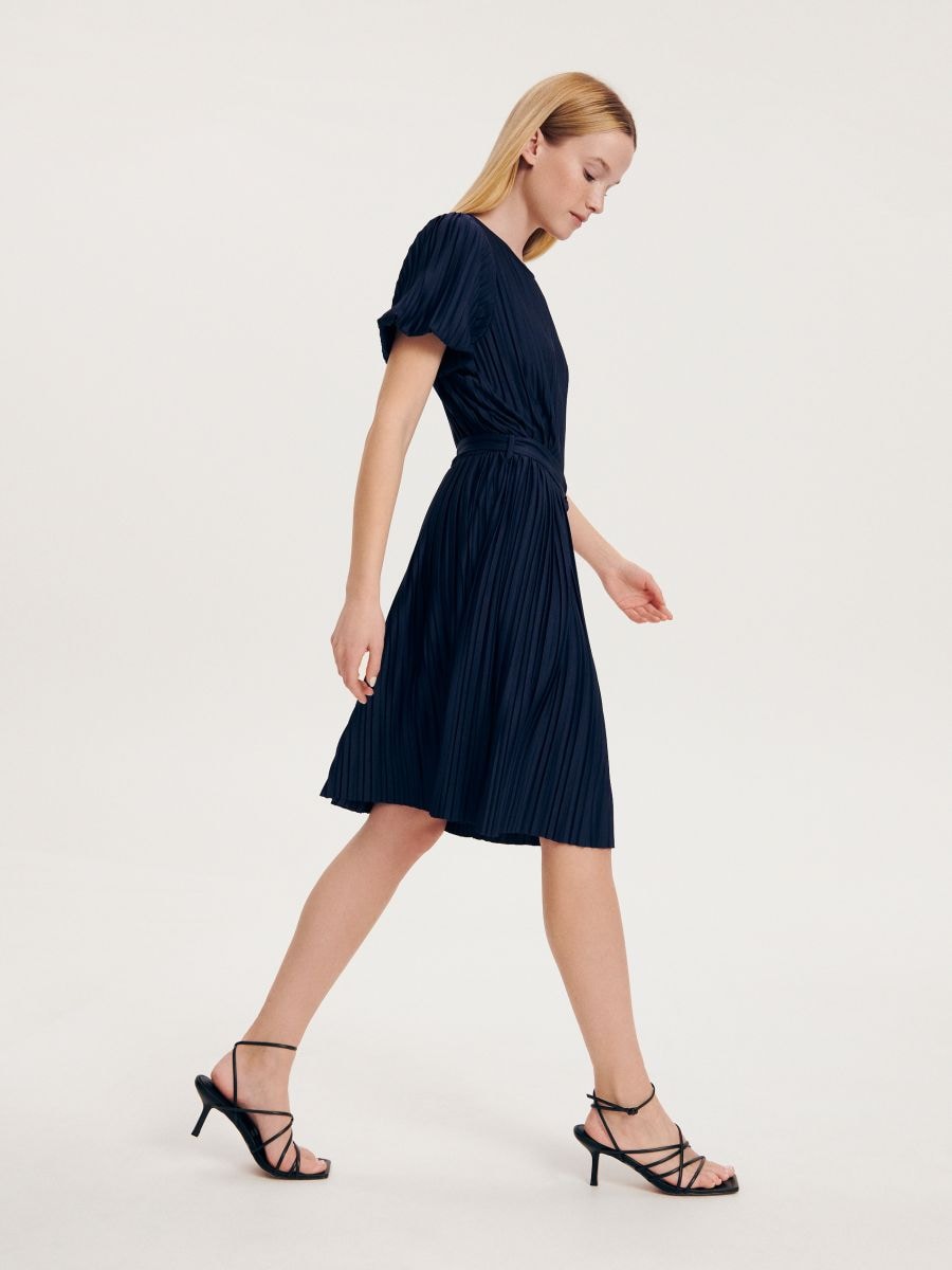 Rochie plisată - bleumarin - RESERVED - 4