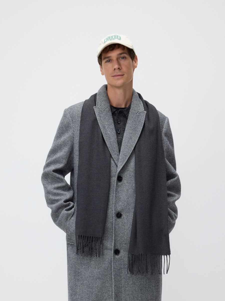 Scarf with fringes - dark grey - RESERVED