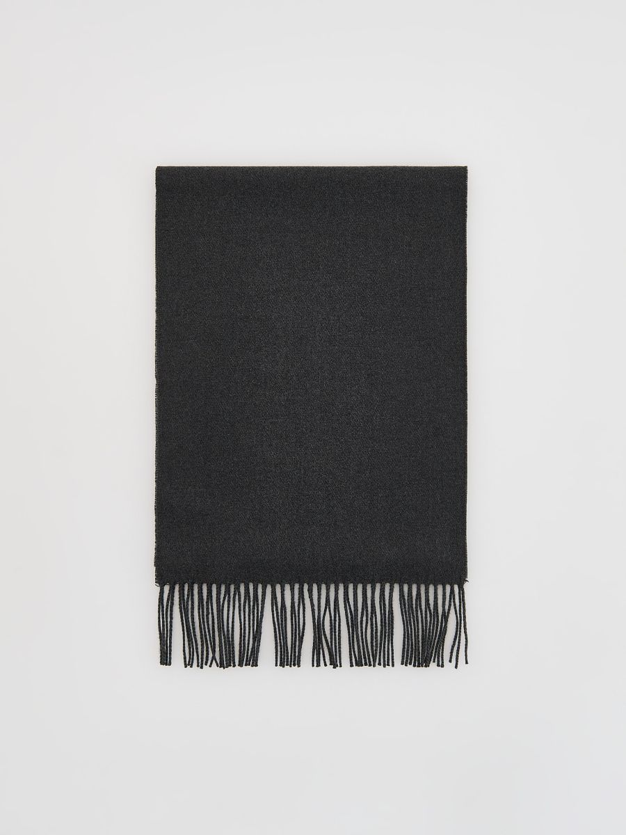 Scarf with fringes - dark grey - RESERVED