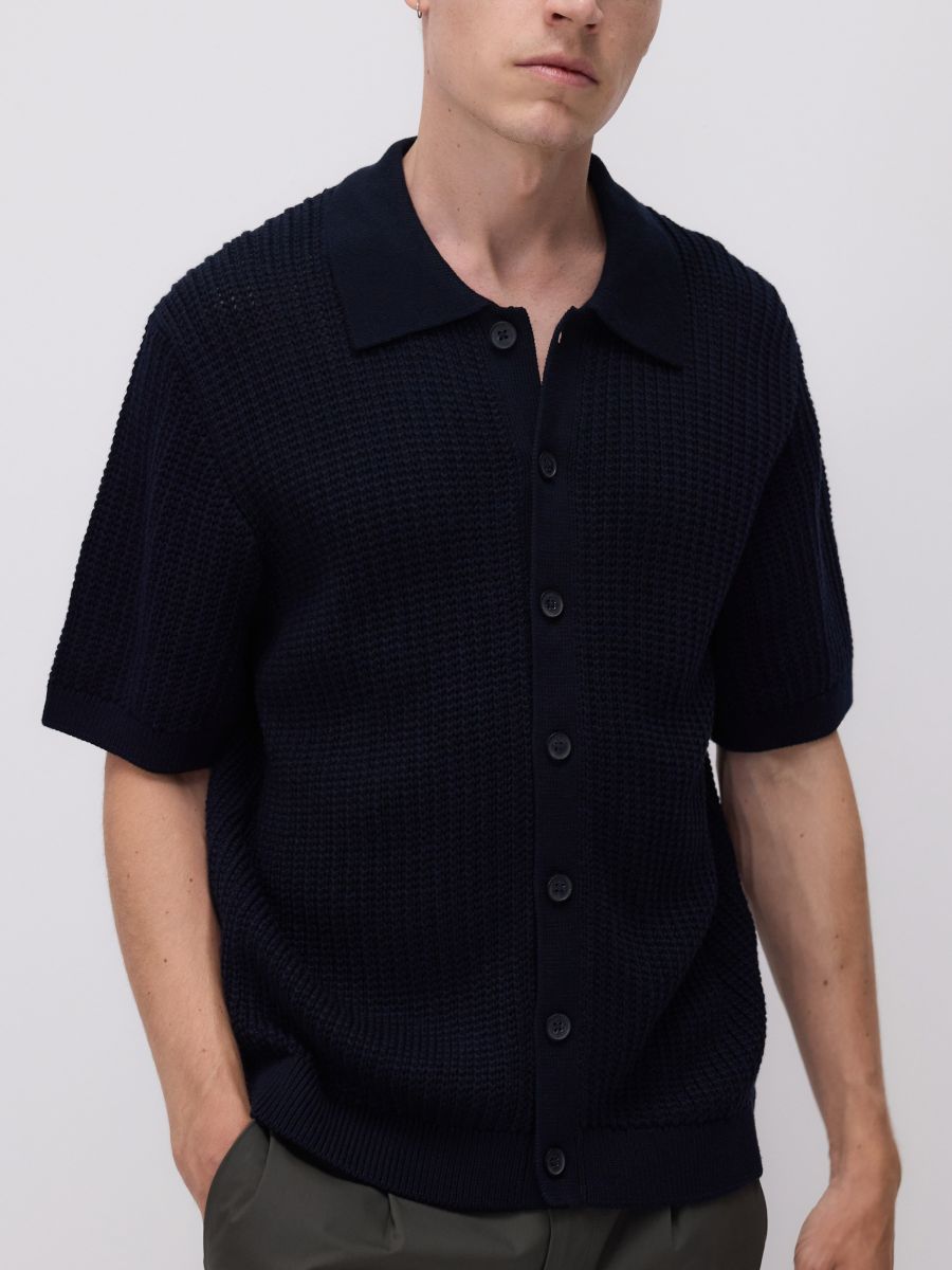 Button up jumper with collar - navy - RESERVED - 3