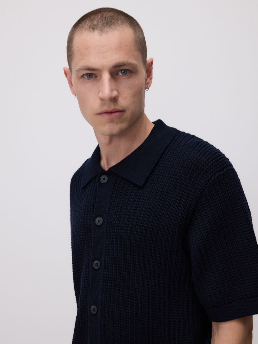 Button up jumper with collar - navy - RESERVED - 4