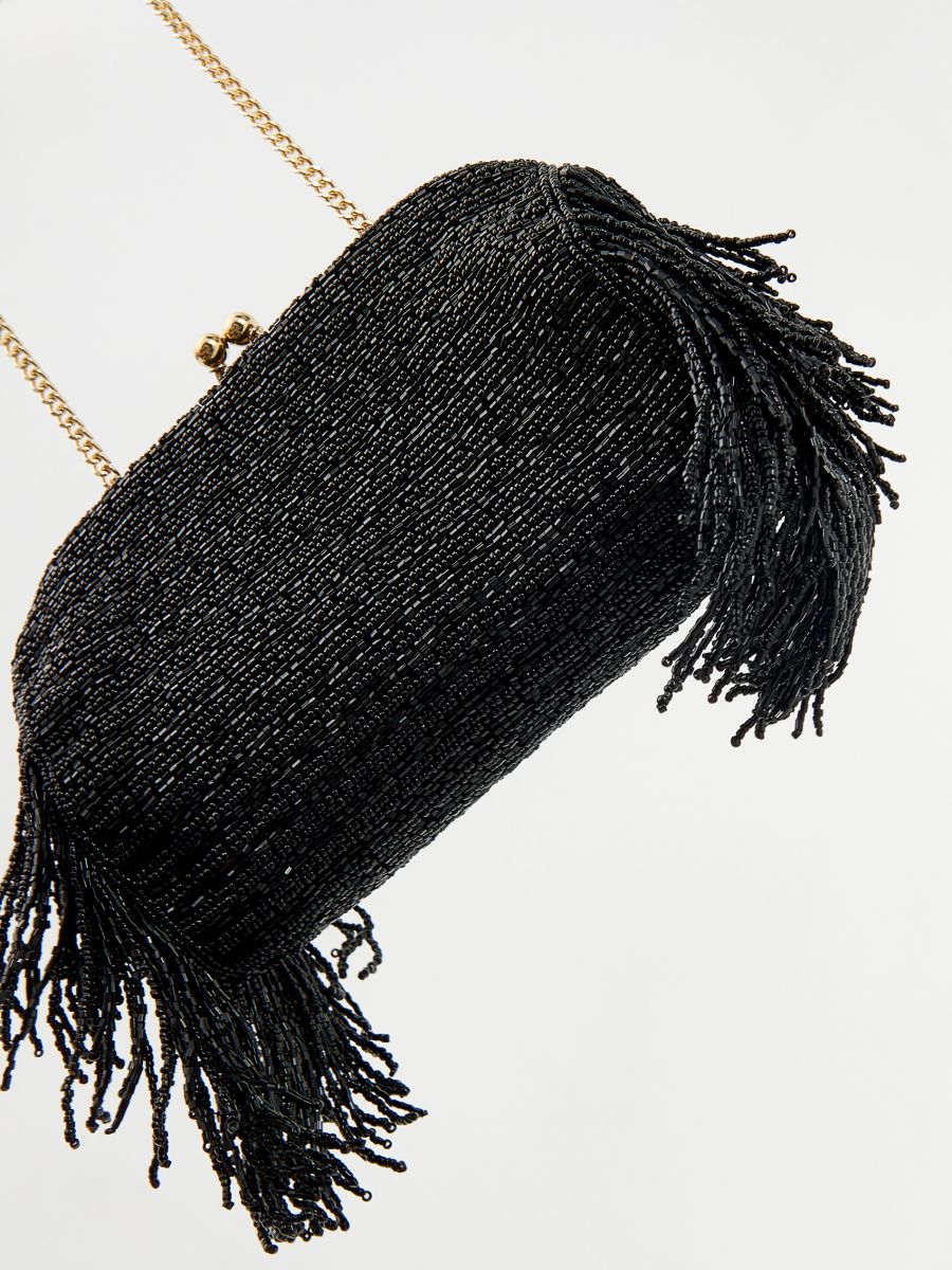 Tasche mit dekorativen Perlen - schwarz - RESERVED - 5