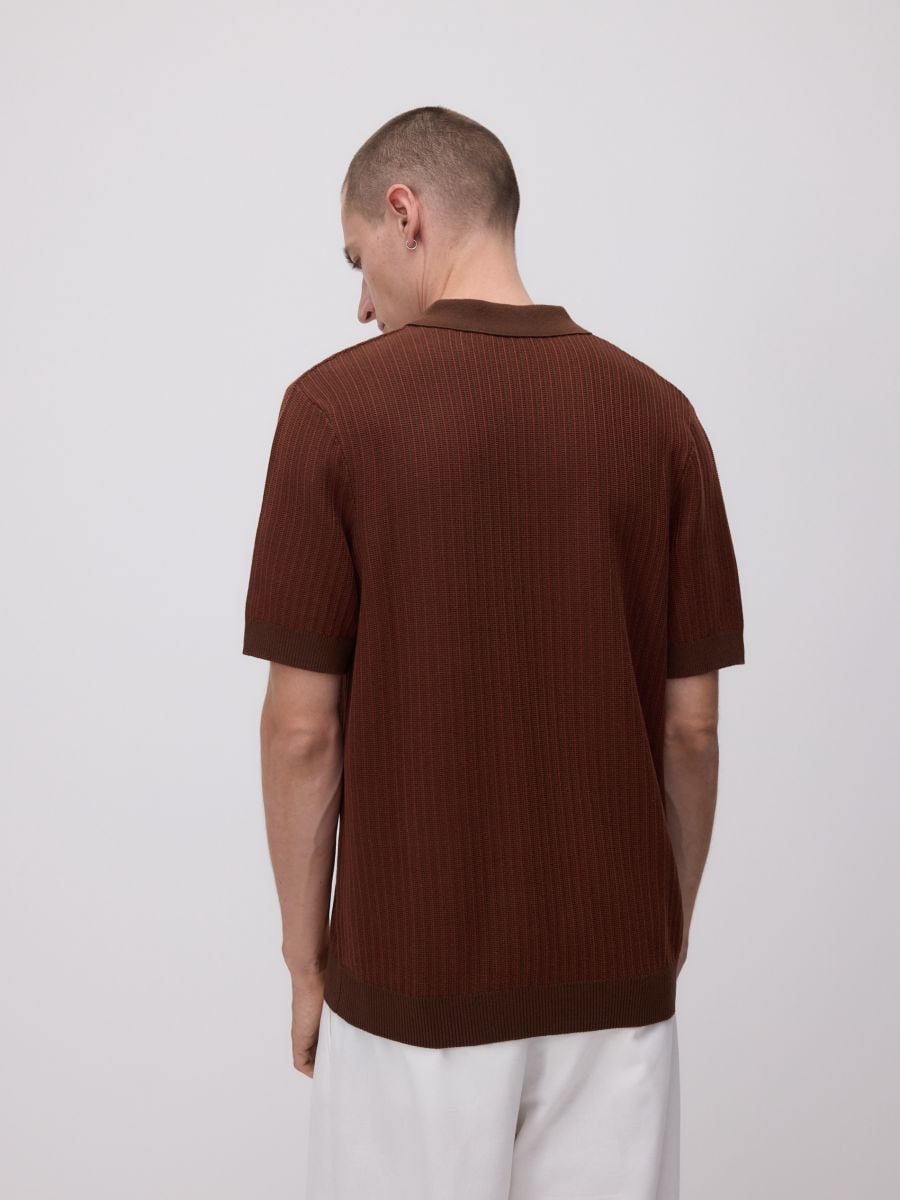 Pull façon polo en tissu texturé - maroon - RESERVED - 5