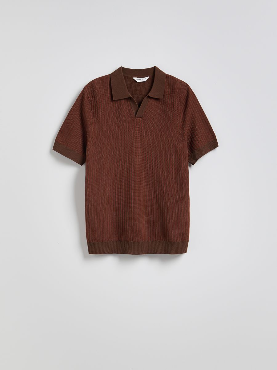 Pull façon polo en tissu texturé - maroon - RESERVED - 6