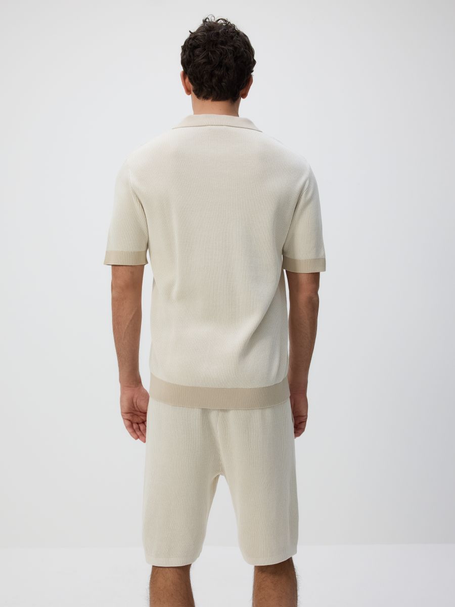 Pull façon polo en tissu texturé - Beige - RESERVED - 4