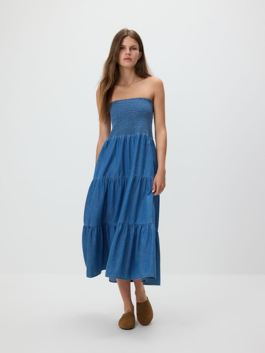 Midikleid aus Lyocellgemisch - Hell blau - RESERVED