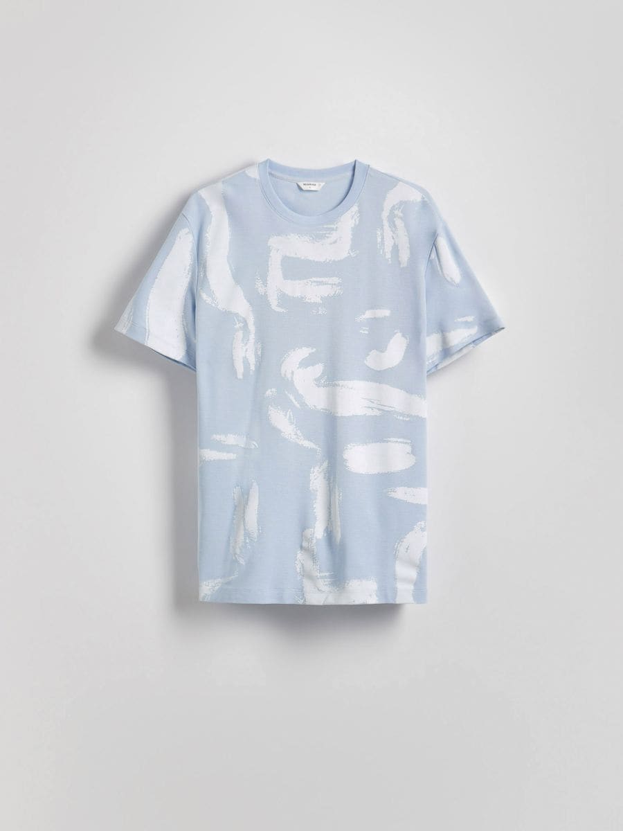 Regular fit printed T-shirt - light blue - RESERVED