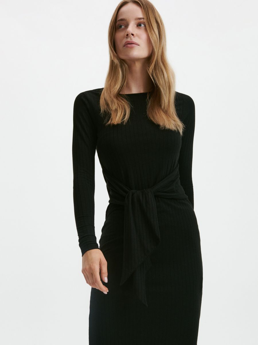 Dress with tie detail - black - RESERVED - 2