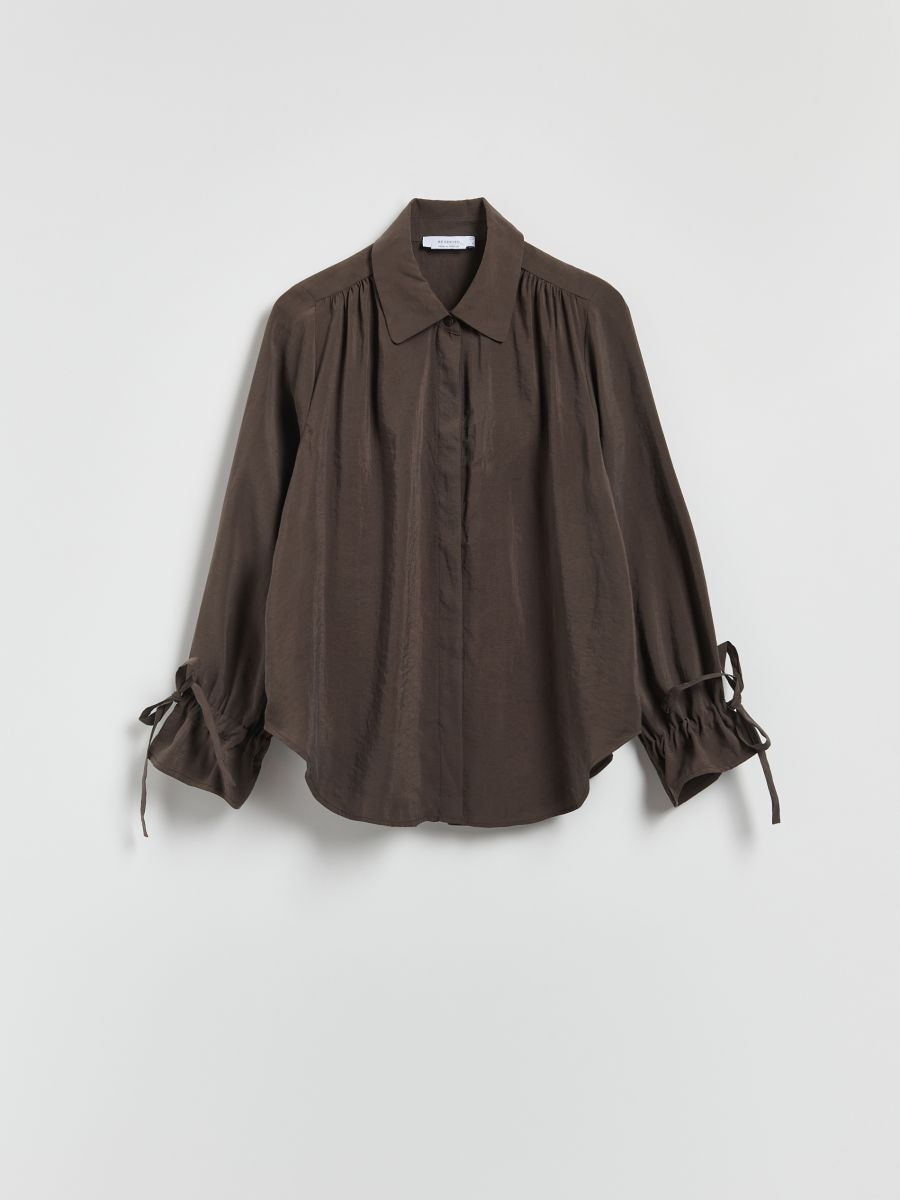 Shirt tied at the sleeves - dark brown - RESERVED