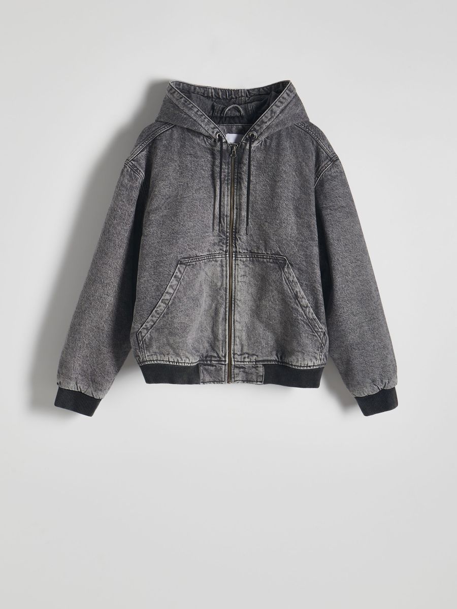 Hooded denim jacket COLOUR grey - RESERVED - 423BB-90J