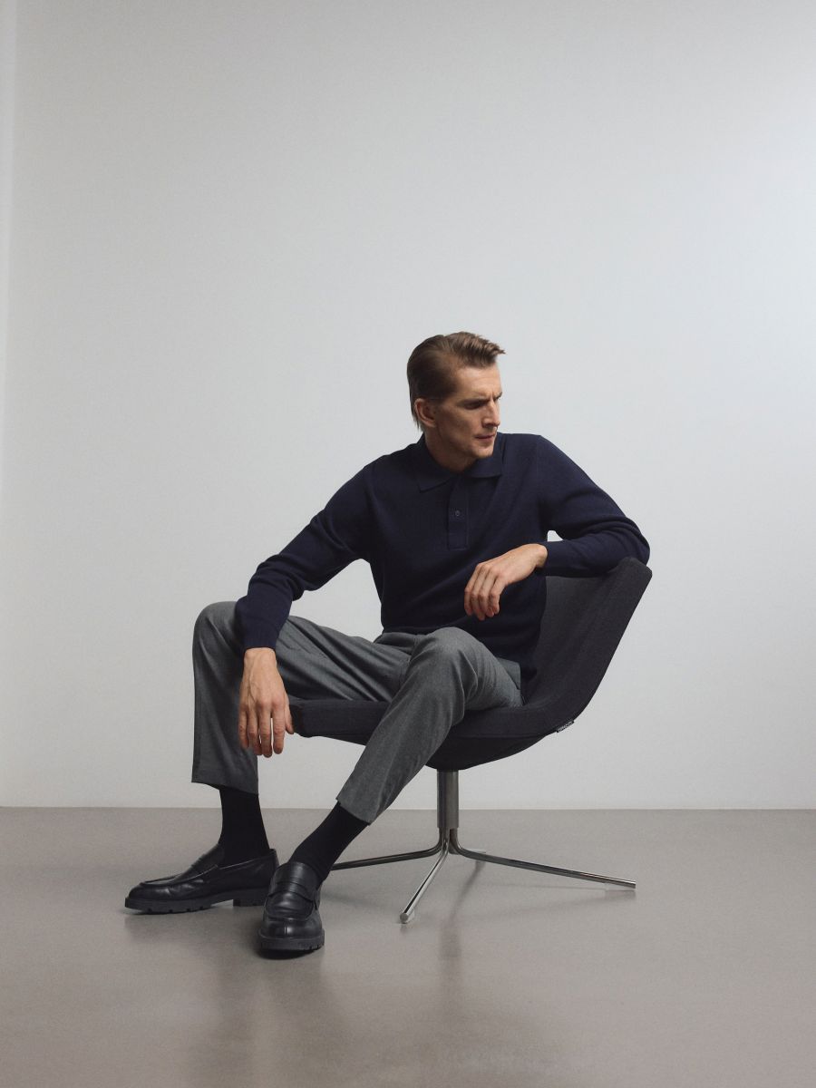 Regular trousers with wool blend - mid grey - RESERVED - 4